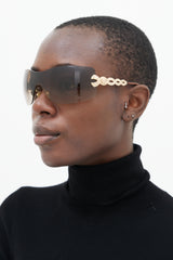 Versace Brown & Gold Shield Sunglasses