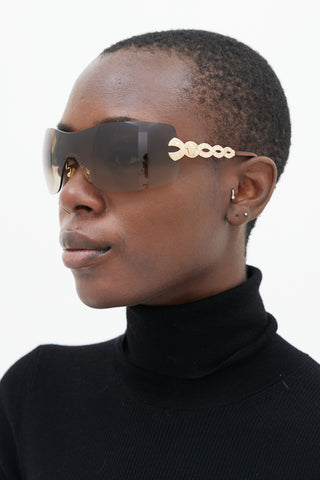 Versace Brown & Gold Shield Sunglasses