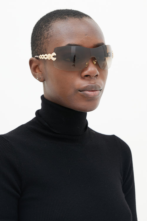 Versace Brown & Gold Shield Sunglasses