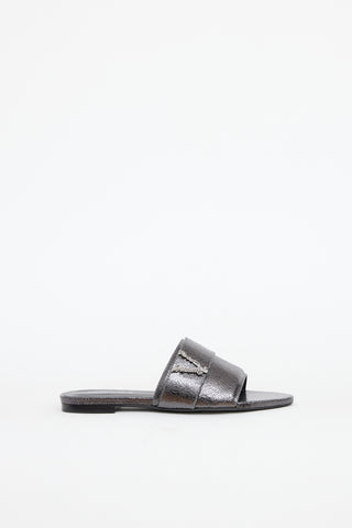 Versace Cracked Leather Virtus Slide