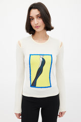 Versace Cream & Multicolour Illustration Graphic Top