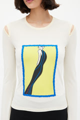Versace Cream & Multicolour Illustration Graphic Top