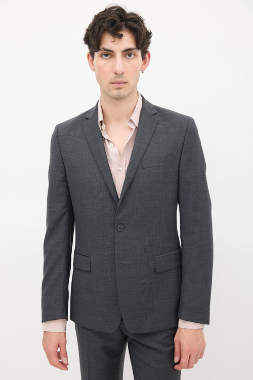 Versace Dark Grey Wool Three Pocket Suit