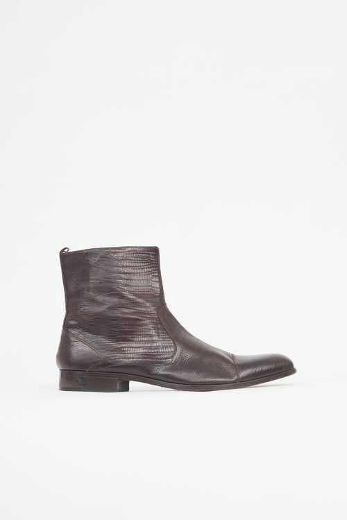 Versace Embossed Leather Boot