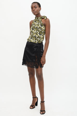 Versace FW 2019 Silk Satin Lace Mini Skirt