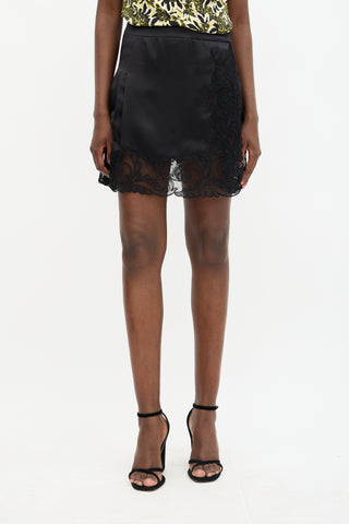 Versace FW 2019 Silk Satin Lace Mini Skirt