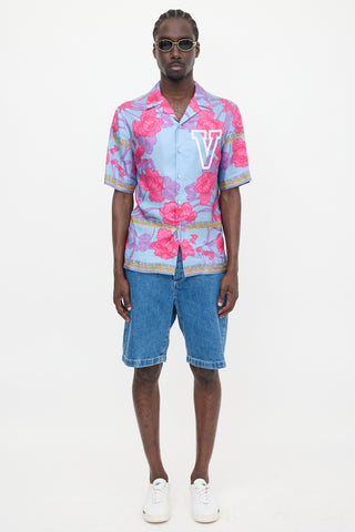 Versace Satin Floral Logo Shirt