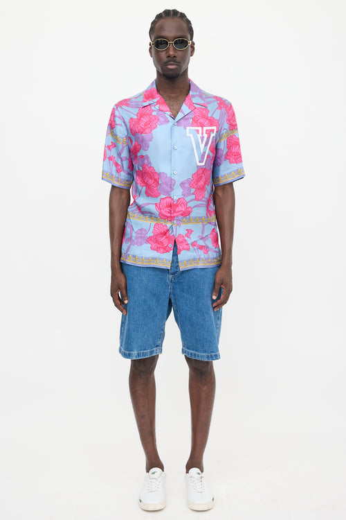 Versace Satin Floral Logo Shirt