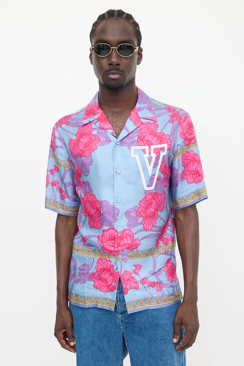 Versace Satin Floral Logo Shirt
