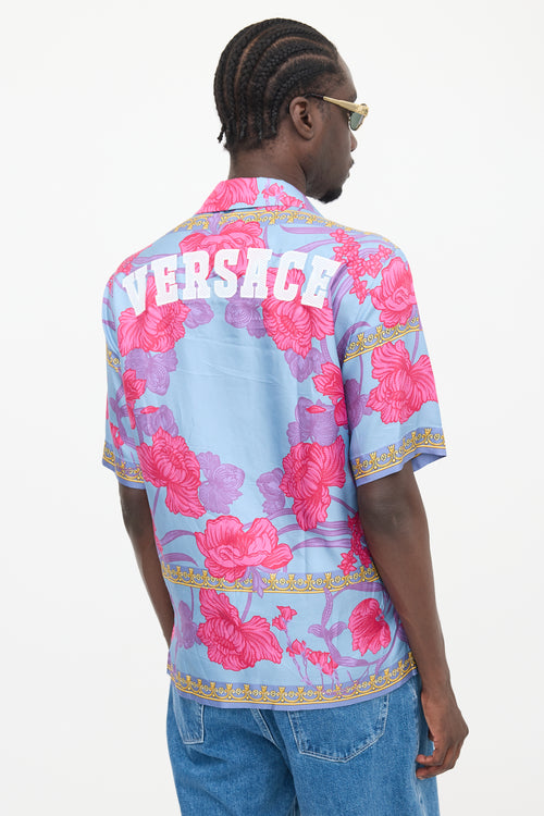 Versace Satin Floral Logo Shirt