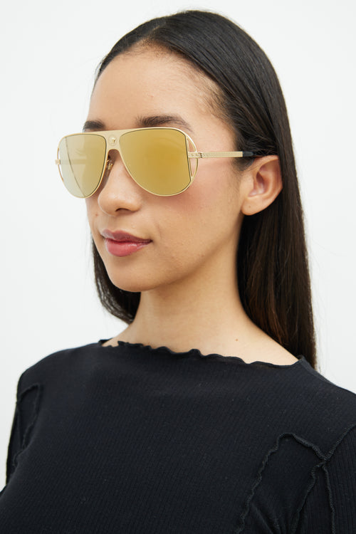 Versace Gold MOD 2212 Aviator Sunglasses