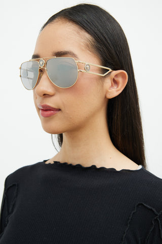 Versace Gold MOD 2225 Medusa Sunglasses