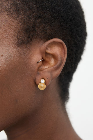 Versace Gold & Crystal Medusa Stud Earrings