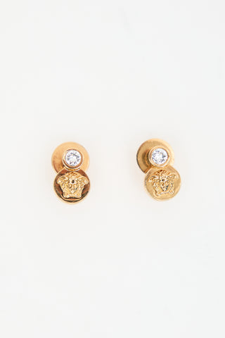 Versace Gold & Crystal Medusa Stud Earrings