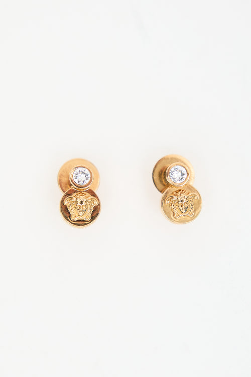 Versace Gold & Crystal Medusa Stud Earrings