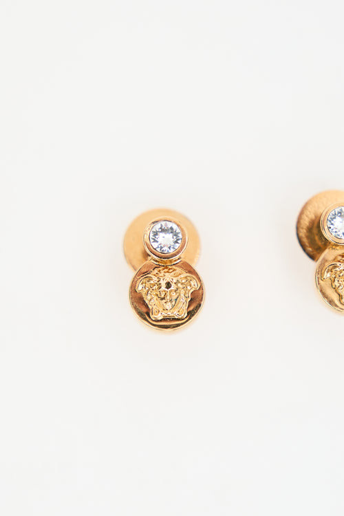 Versace Gold & Crystal Medusa Stud Earrings