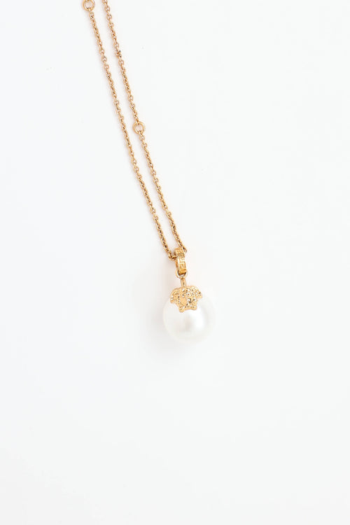 Versace Medusa Faux Pearl Necklace