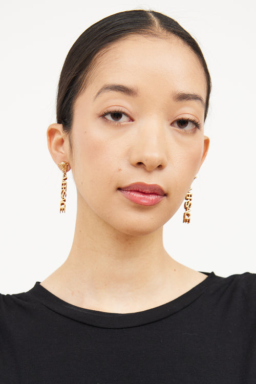 Versace Gold Medusa Drop Earring