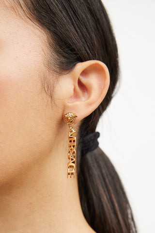 Versace Gold Medusa Drop Earring