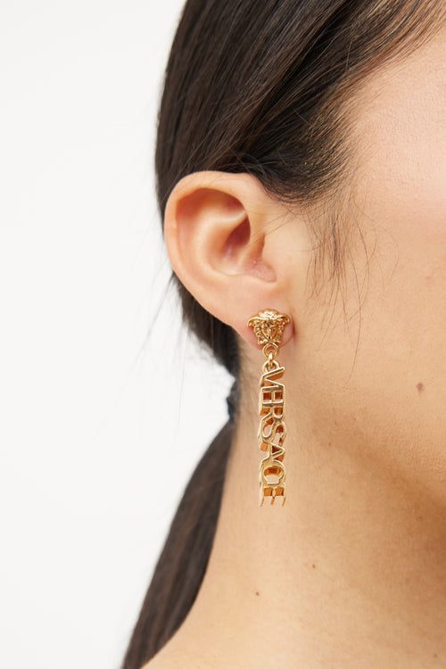 Versace Gold Medusa Drop Earring