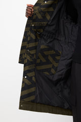 Versace Green & Black Hooded Monogram Coat
