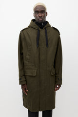 Versace Green & Black Hooded Monogram Coat
