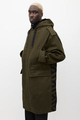 Versace Green & Black Hooded Monogram Coat