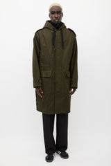 Versace Green & Black Hooded Monogram Coat