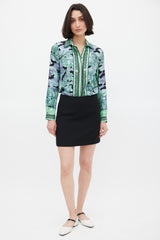 Versace Green & Multicolour Silk Camouflage Shirt