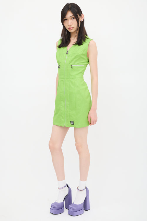 Versace Green Textured Shirt Dress