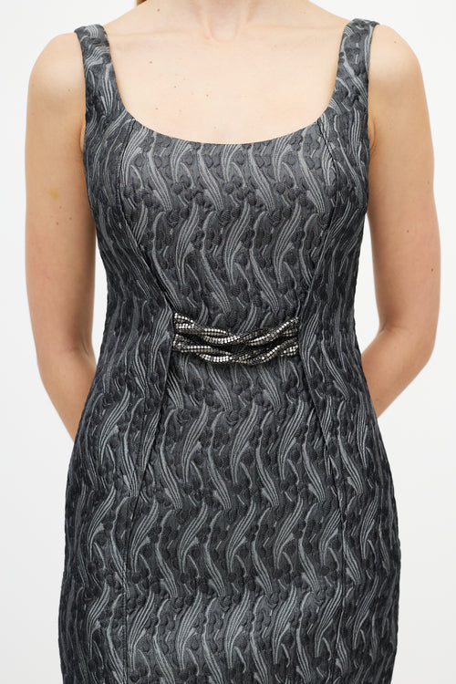 Versace Grey Jacquard Chain Dress