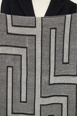 Versace Grey & Black Wool Logo Scarf