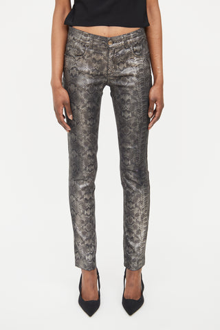 Versace Grey Sheen Pattern Pant