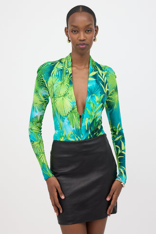 Versace Leaf Printed Bodysuit