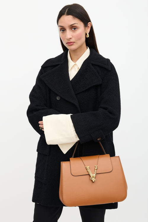 Versace Leather Virtus Top Handle Bag