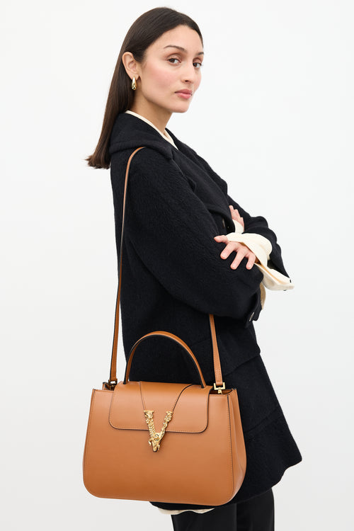 Versace Leather Virtus Top Handle Bag