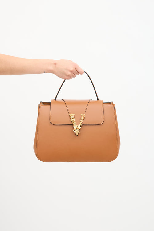 Versace Leather Virtus Top Handle Bag