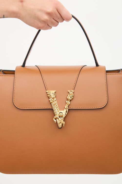 Versace Leather Virtus Top Handle Bag