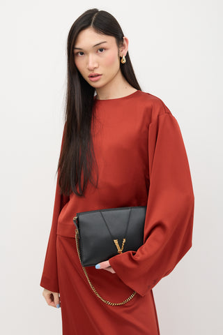 Versace Leather Virtus Shoulder Bag