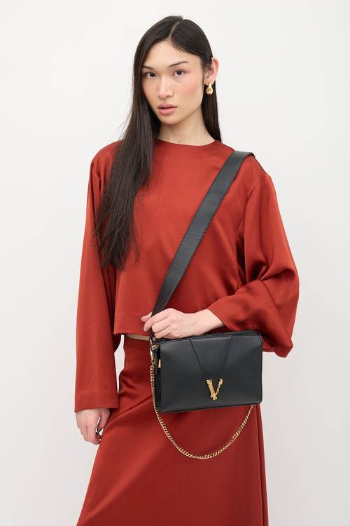 Versace Leather Virtus Shoulder Bag