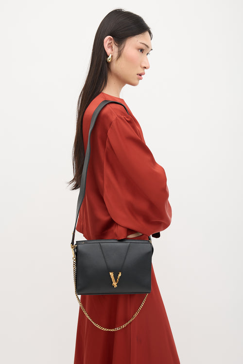 Versace Leather Virtus Shoulder Bag