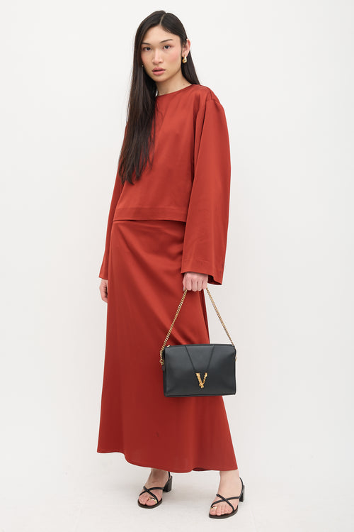 Versace Leather Virtus Shoulder Bag