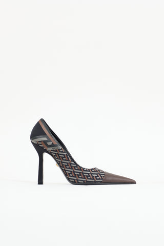 Versace Leather La Greca Signature Pump