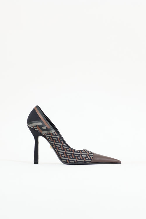 Versace Leather La Greca Signature Pump