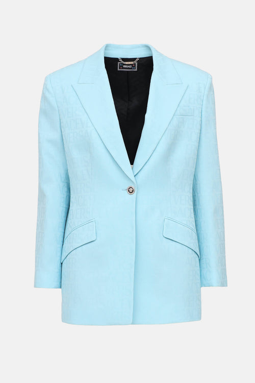 Versace Jacquard Logo Text Blazer