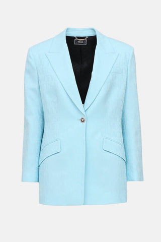 Versace Jacquard Logo Text Blazer