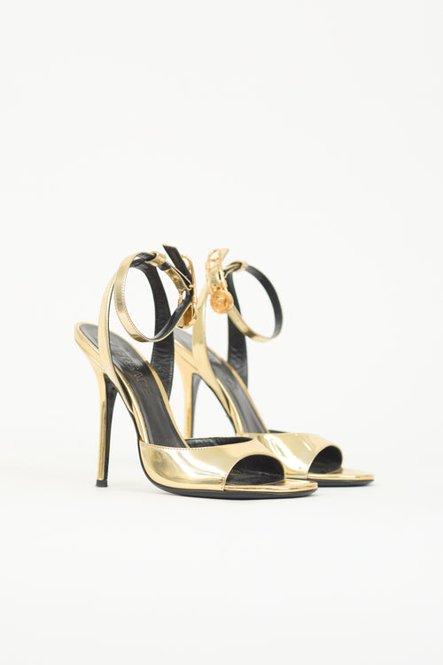 Versace Metallic Medusa Safety Pin Sandal
