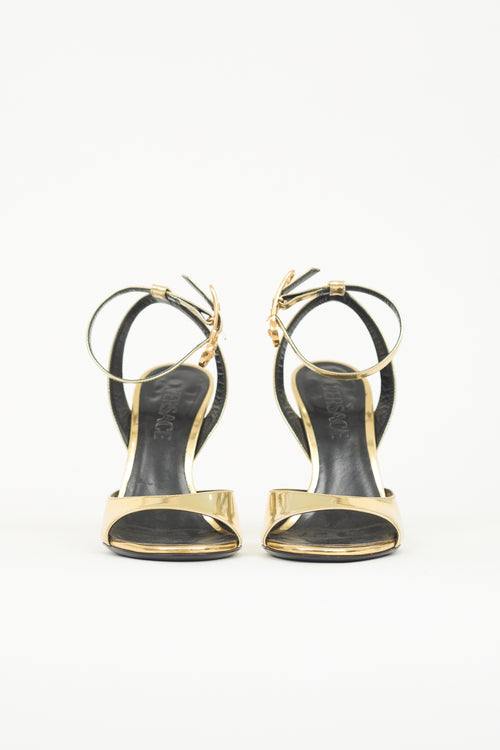 Versace Metallic Medusa Safety Pin Sandal
