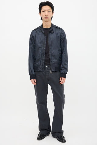 Versace Navy Nylon Geometric Jacquard Jacket