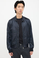 Versace Navy Nylon Geometric Jacquard Jacket